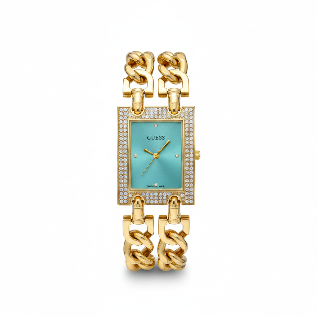 Montre Guess Rectangulaire Chaîne Strass
