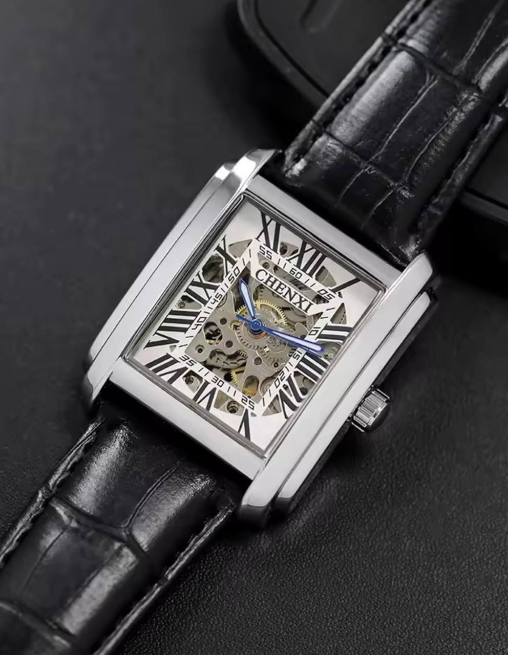 Montre Chenxi Squelette Mécanique Rectangulaire