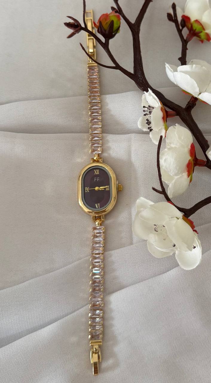 Montre Bracelet Cristal Ovale Élégance