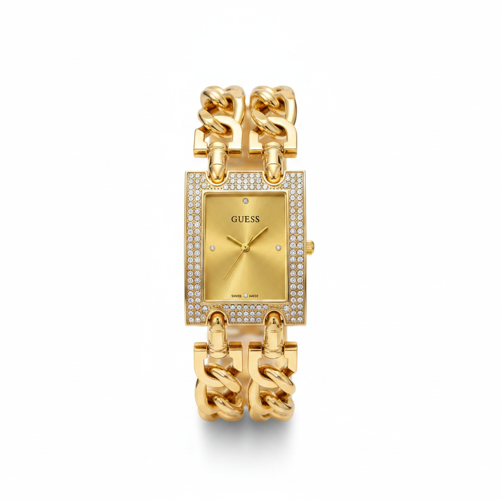 Montre Guess Rectangulaire Chaîne Strass