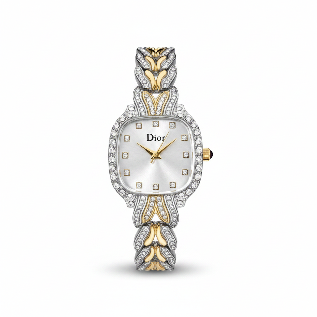 Montre Femme Sertie Strass Dior Style Vintage