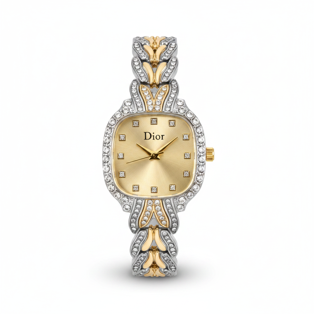 Montre Femme Sertie Strass Dior Style Vintage