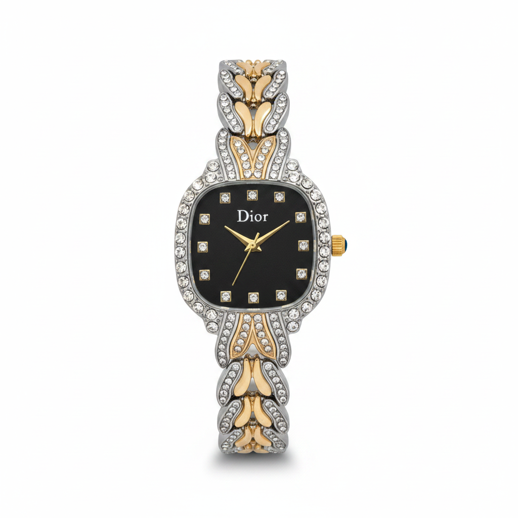 Montre Femme Sertie Strass Dior Style Vintage
