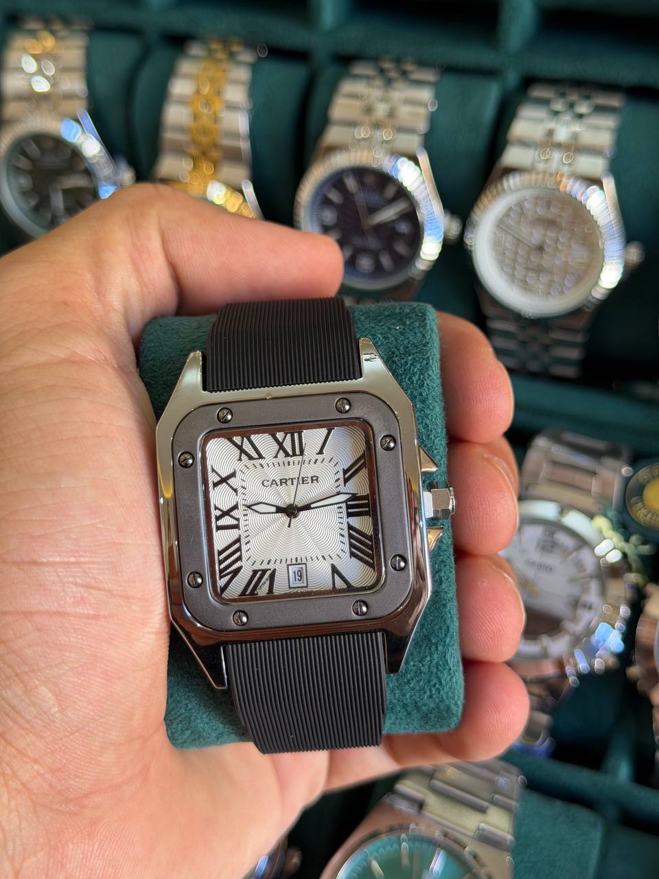 Montre Cartier Santos Bracelet Caoutchouc