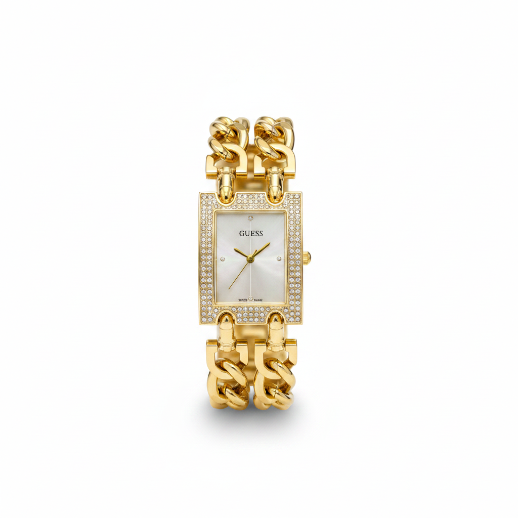 Montre Guess Rectangulaire Chaîne Strass