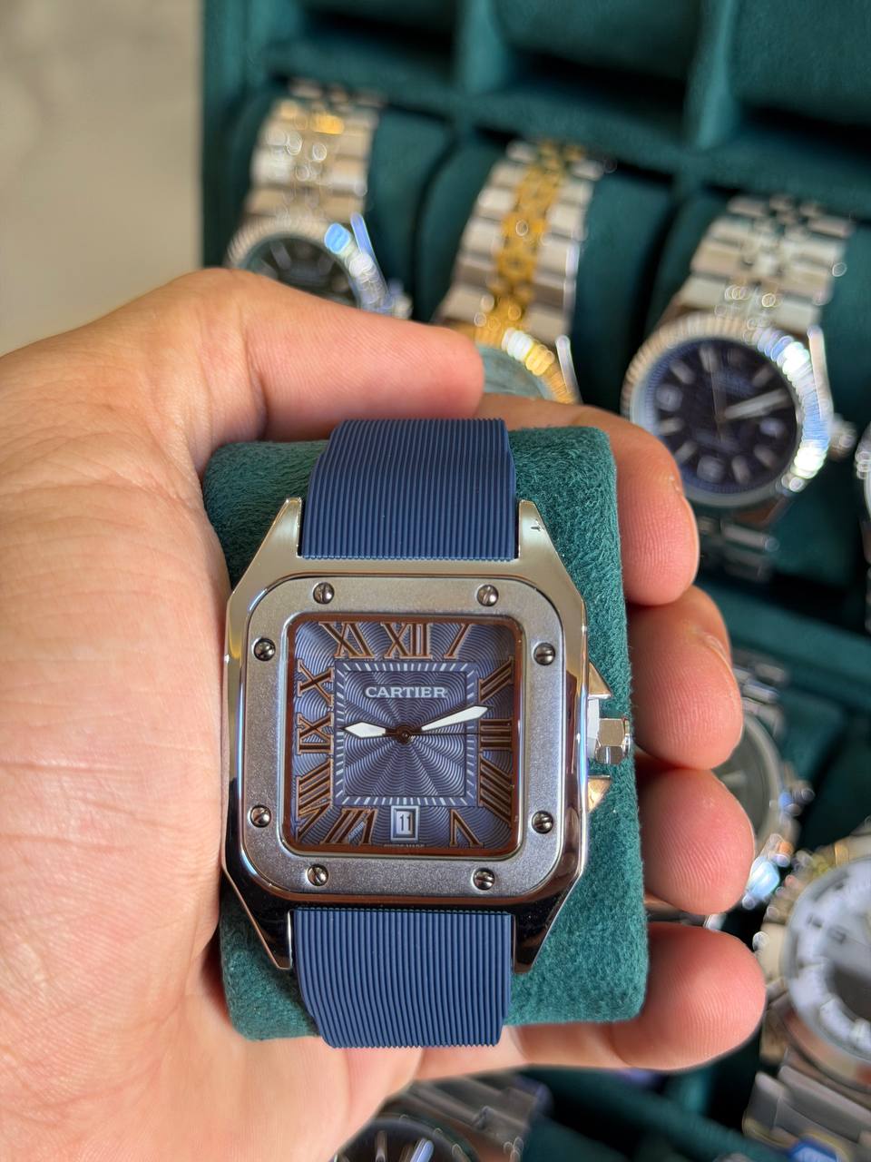 Montre Cartier Santos Bracelet Caoutchouc