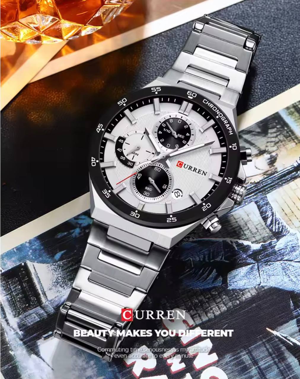 Montre Curren Chronographe Acier Inoxydable