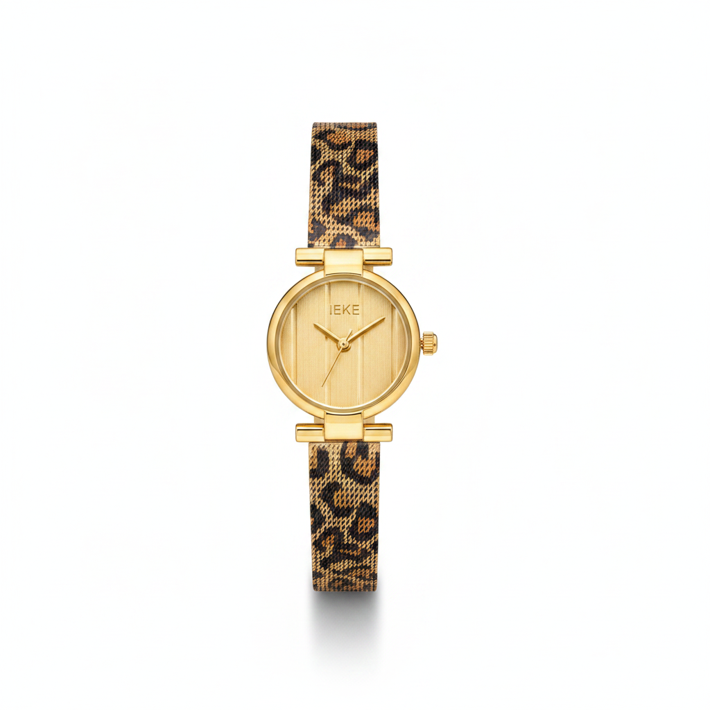 Montre IEKE Léopard Savane Ronde