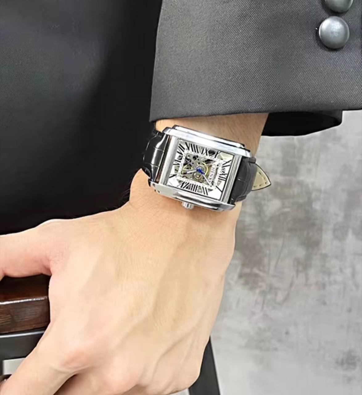 Montre Chenxi Squelette Mécanique Rectangulaire
