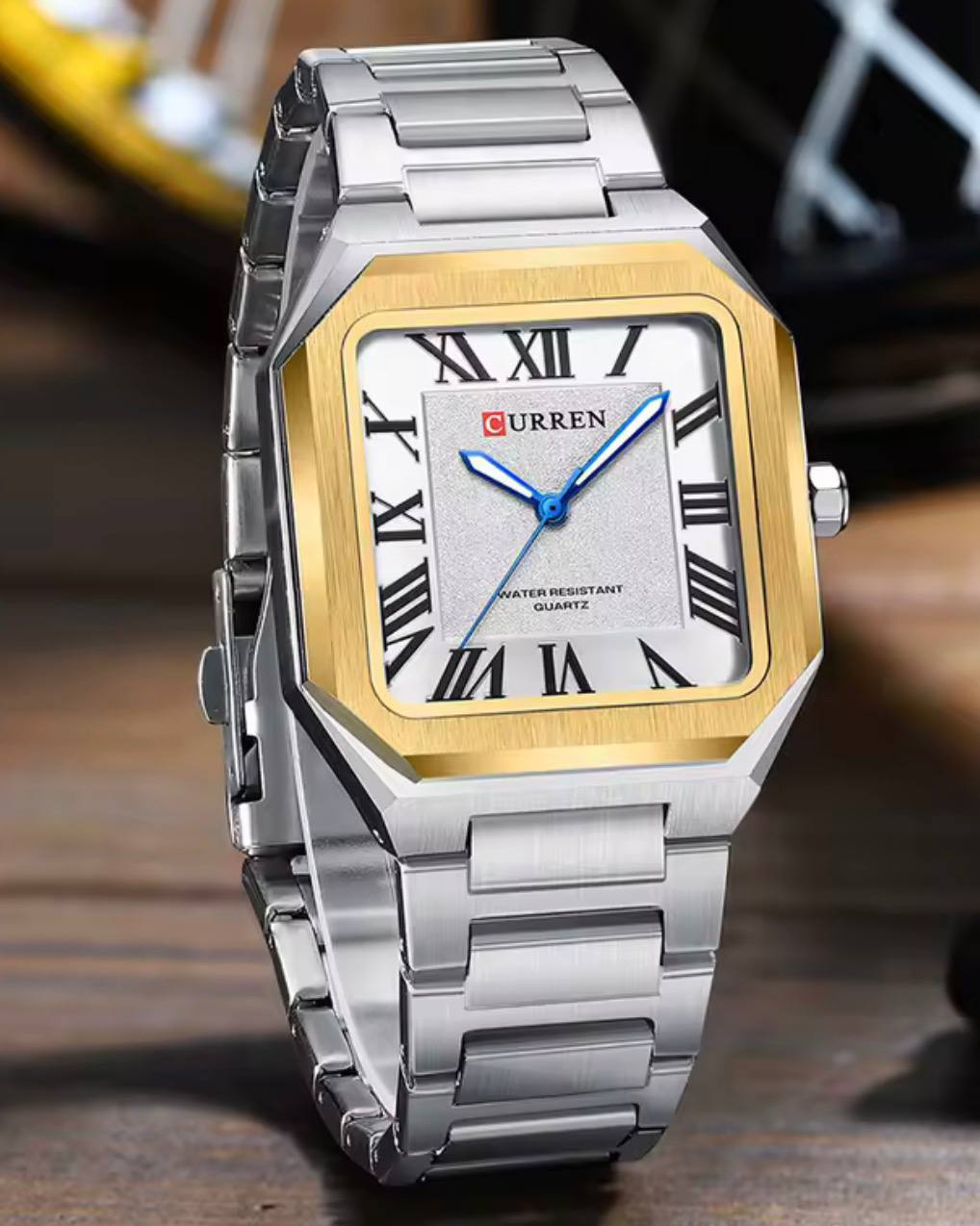 Montre Curren Cartier Style Carrée Acier