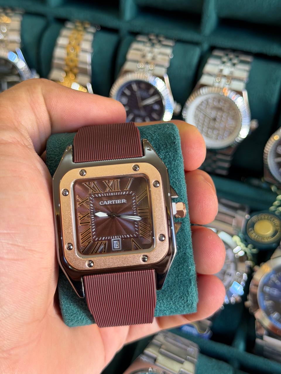 Montre Cartier Santos Bracelet Caoutchouc