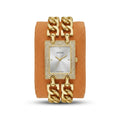 Montre GUESS Femme — Boîtier Rectangulaire Serti de Cristaux, Bracelet Chaîne Doré