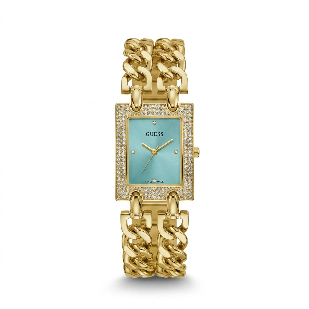 Montre Statement Femme — Turquoise & Éclat Doré