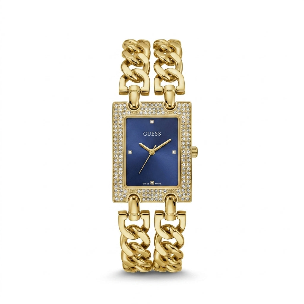 Montre Guess Rectangulaire Chaîne Strass