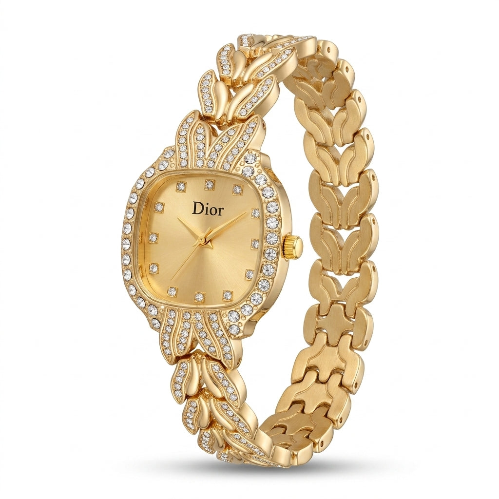 Montre Femme Sertie Strass Dior Style Vintage