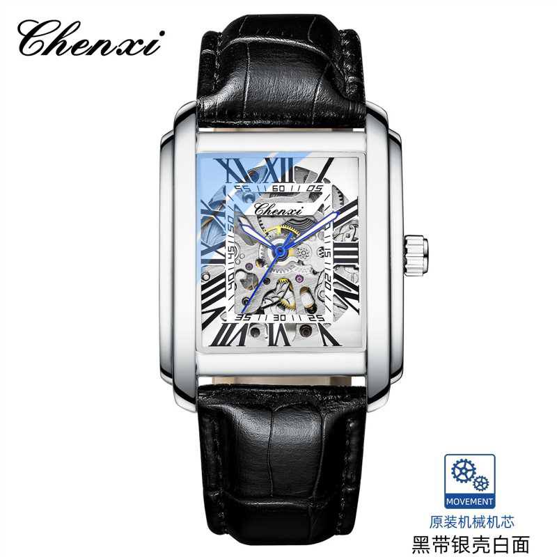 Montre Chenxi Squelette Mécanique Rectangulaire