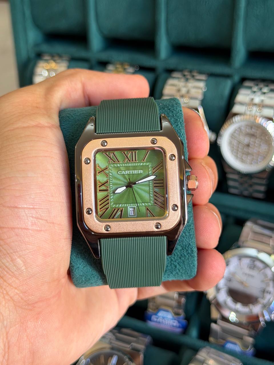 Montre Cartier Santos Bracelet Caoutchouc