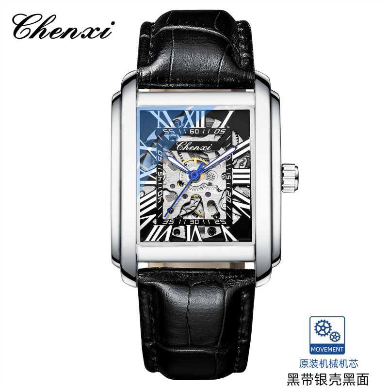 Montre Chenxi Squelette Mécanique Rectangulaire