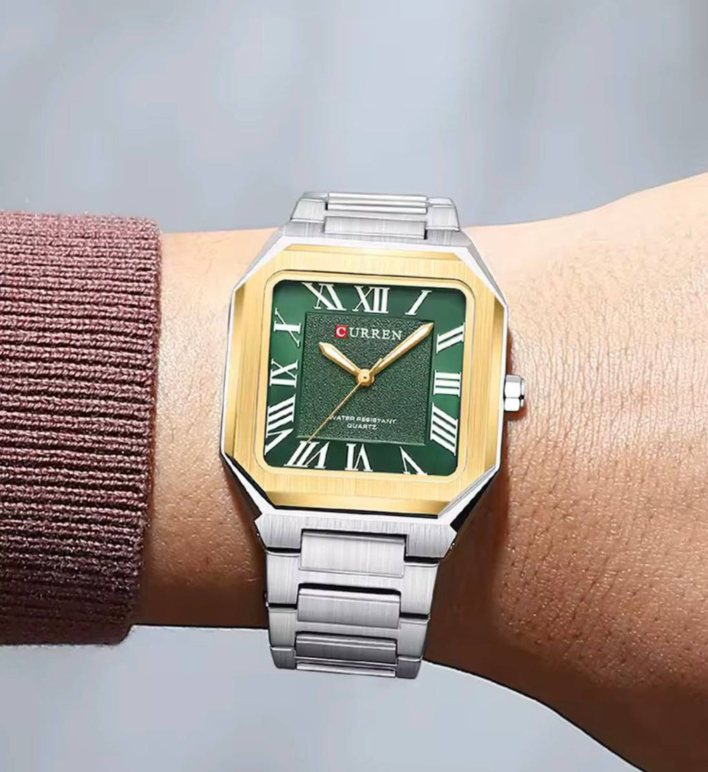 Montre Curren Cartier Style Carrée Acier