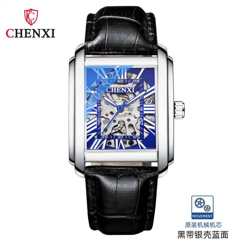 Montre Chenxi Squelette Mécanique Rectangulaire