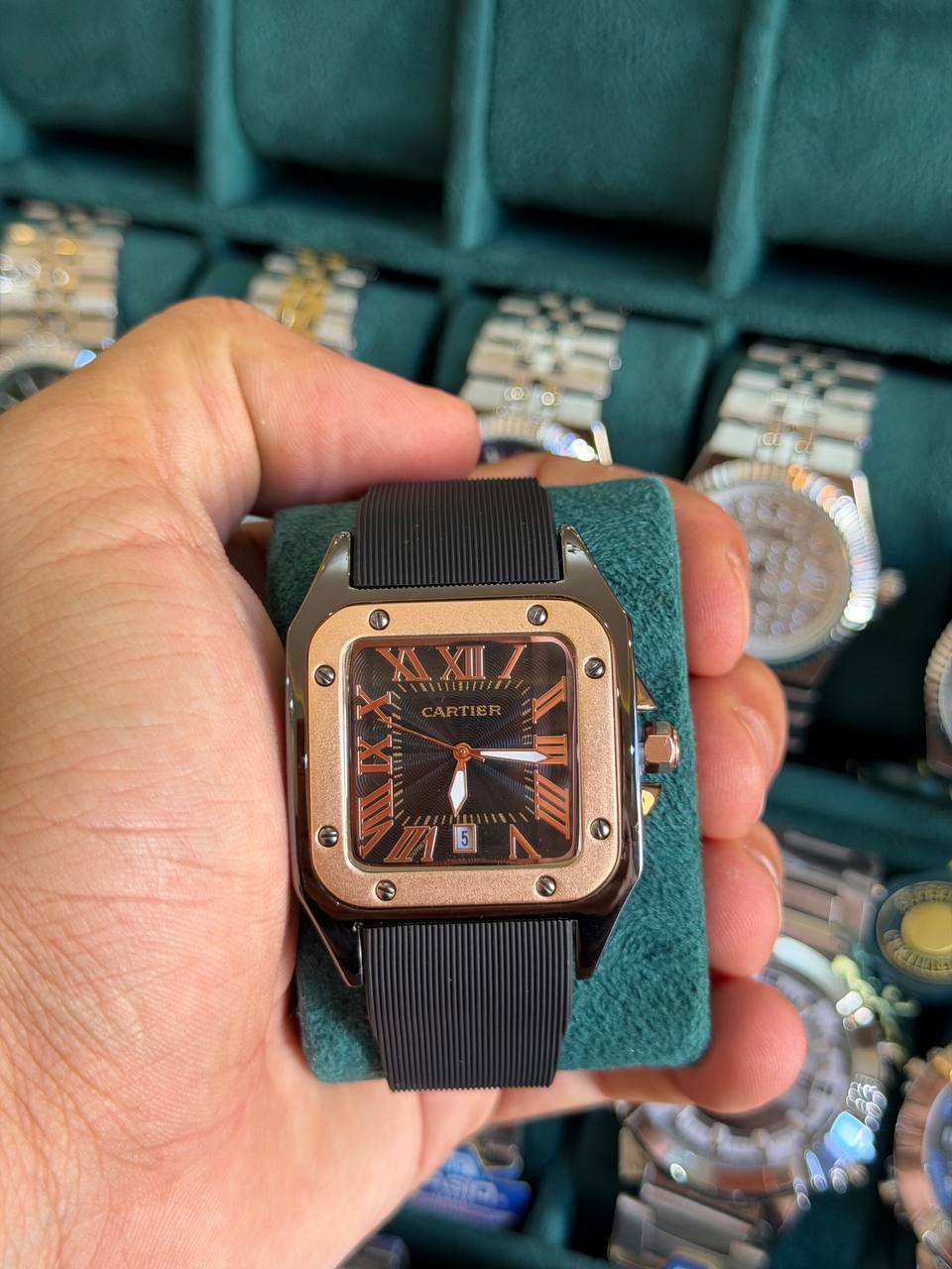 Montre Cartier Santos Bracelet Caoutchouc