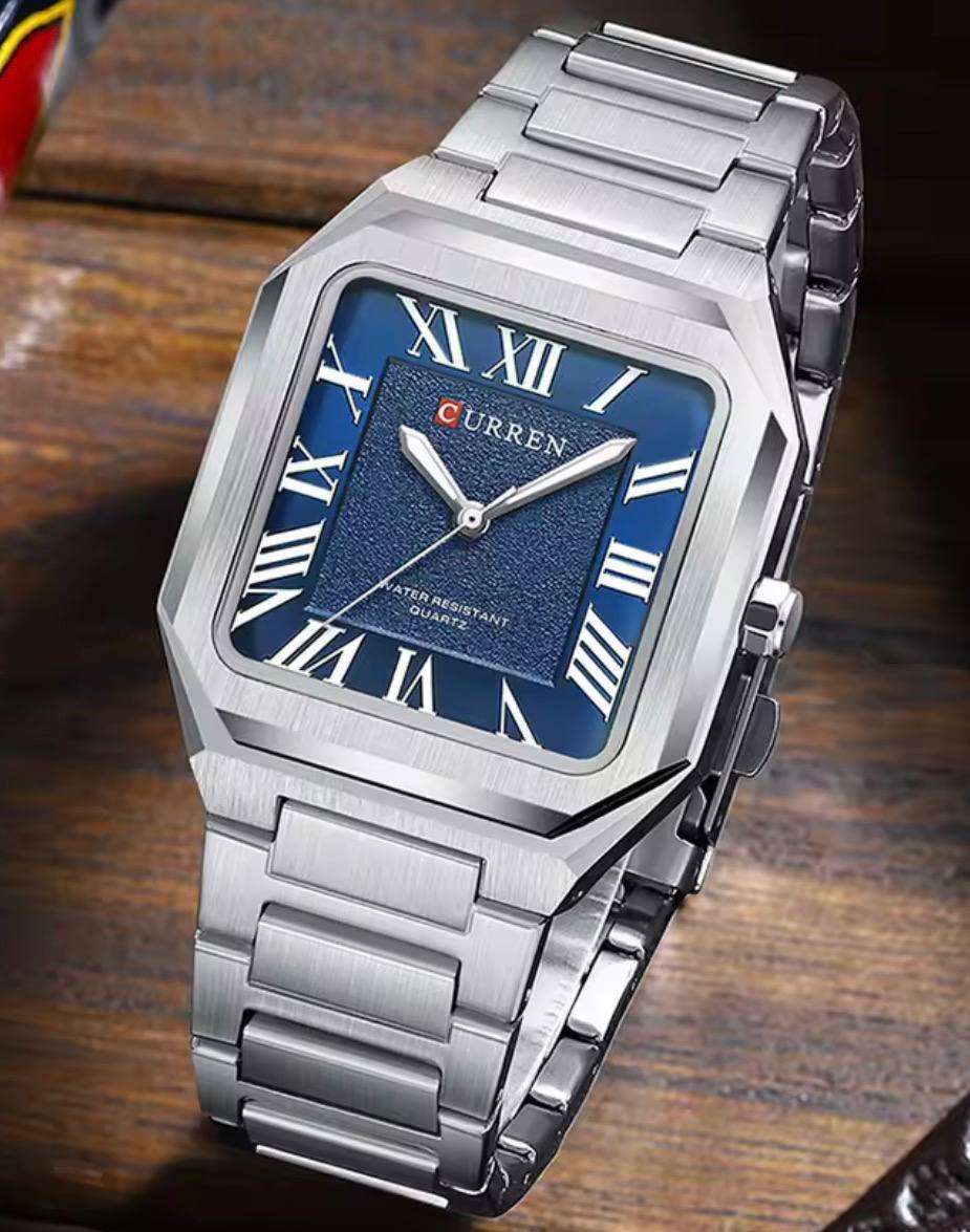 Montre Curren Cartier Style Carrée Acier