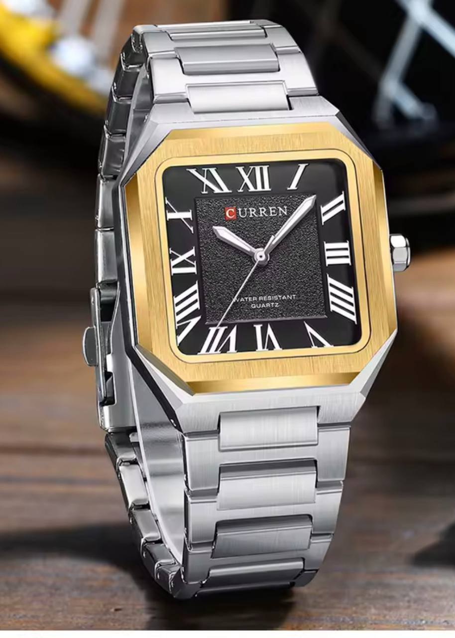 Montre Curren Cartier Style Carrée Acier
