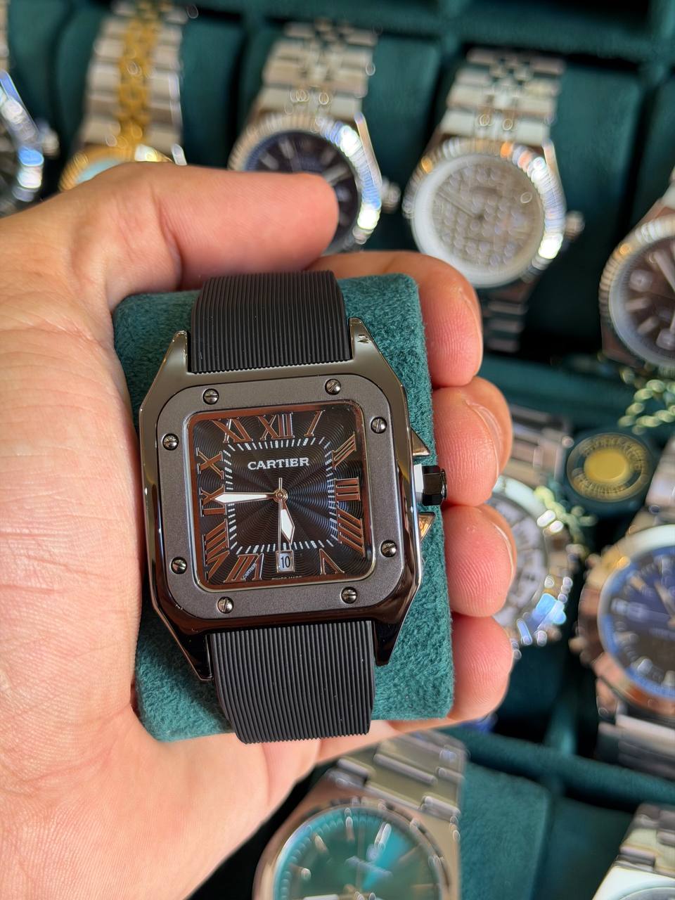 Montre Cartier Santos Bracelet Caoutchouc