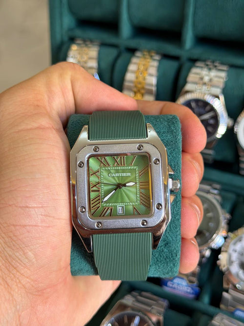 Montre Cartier Santos Bracelet Caoutchouc