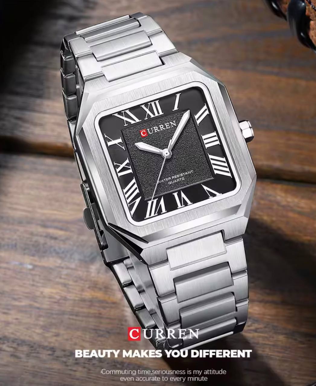 Montre Curren Cartier Style Carrée Acier