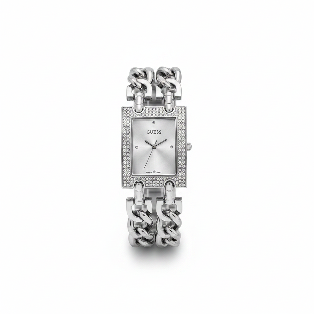 Montre Guess Rectangulaire Chaîne Strass